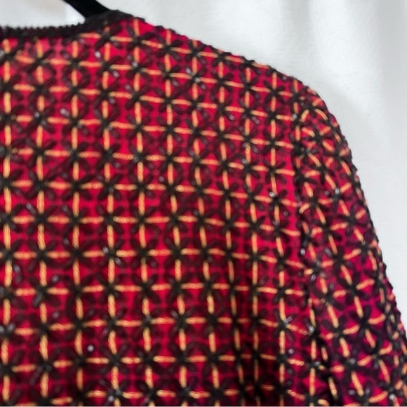 EUC Vintage Sténay 100% Silk Beaded Jacket in Red and Black size M - Picture 5 of 14